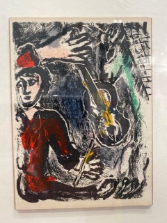 Musician - original Chagall color lithograph as New Year
s greeting card 1972