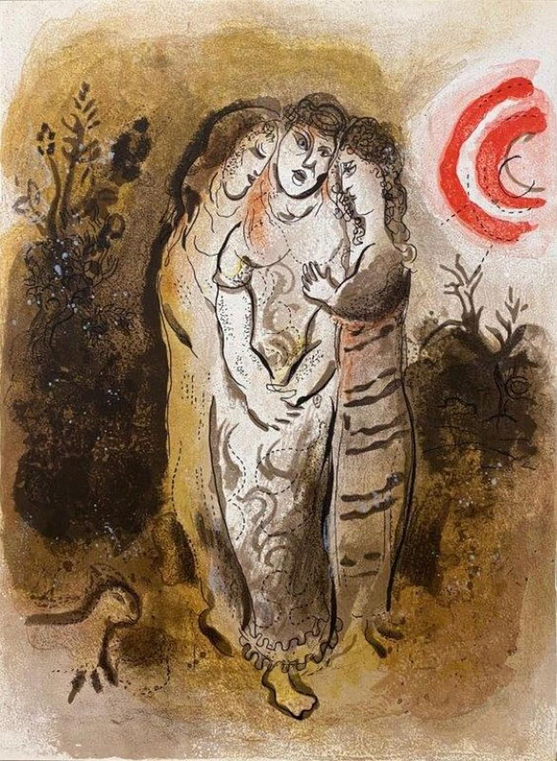 Marc Chagall Abstract Print - Naomi and her daughters-in-law 