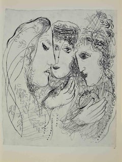 Naomi et sus Brus - Lithographie von Marc Chagall - 1960