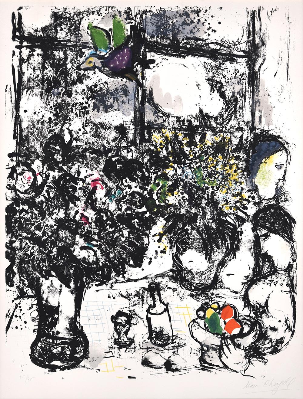 Marc Chagall Figurative Print - Nature morte au bouquet (Still Life with Bouquet), 1960