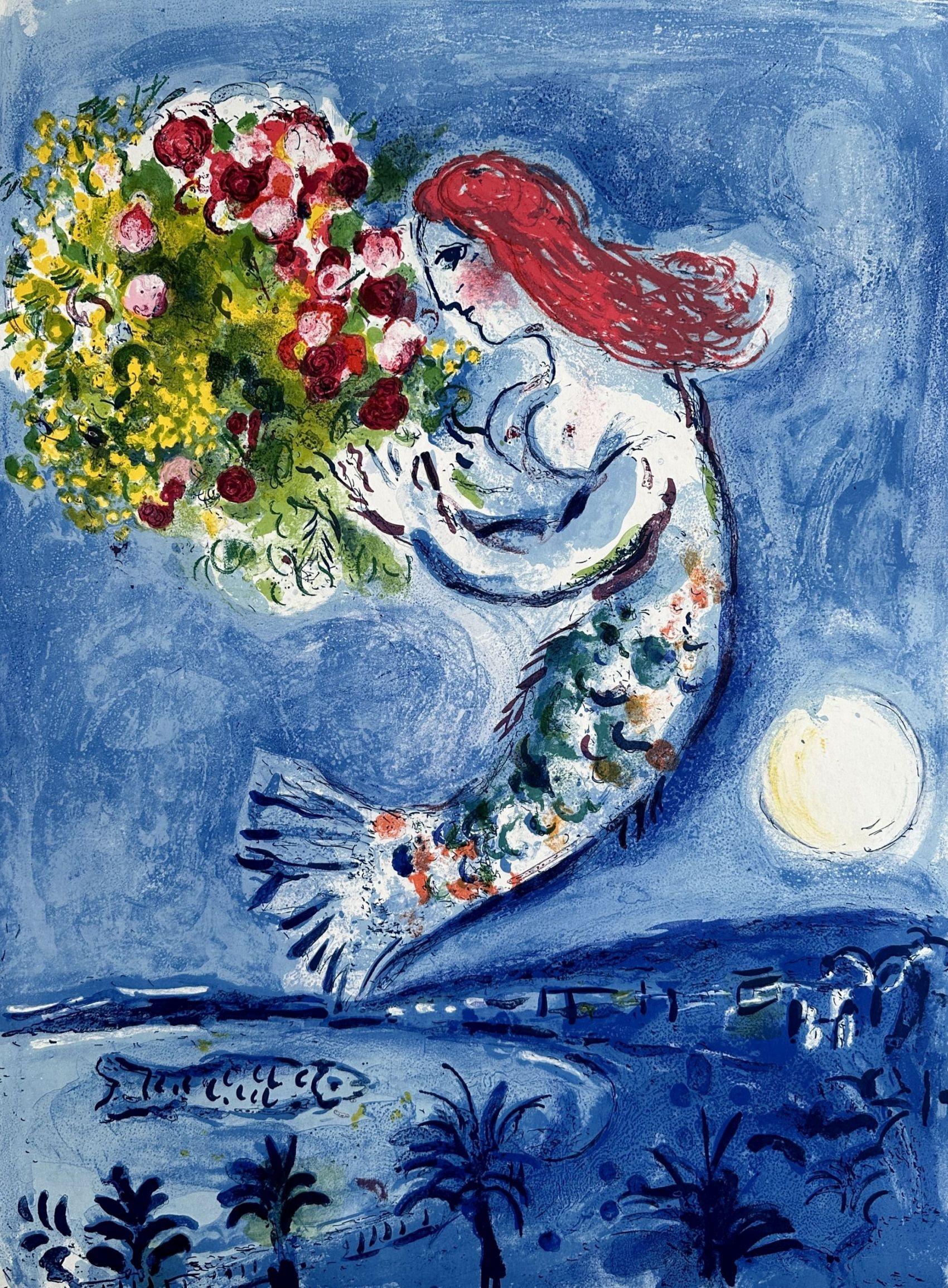 Nizza, Baia degli Angeli - Poster litografico originale - Mourlot #350 - Print di Marc Chagall