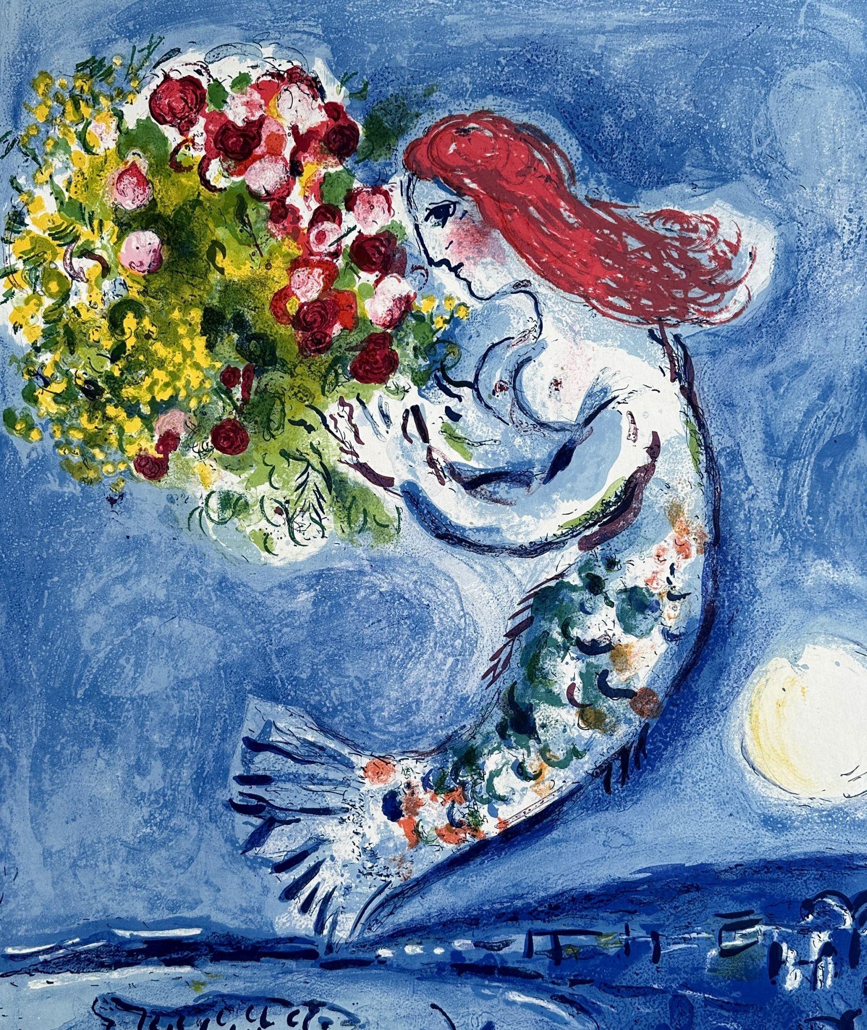 Nizza, Baia degli Angeli - Poster litografico originale - Mourlot #350 - Print Moderno di Marc Chagall