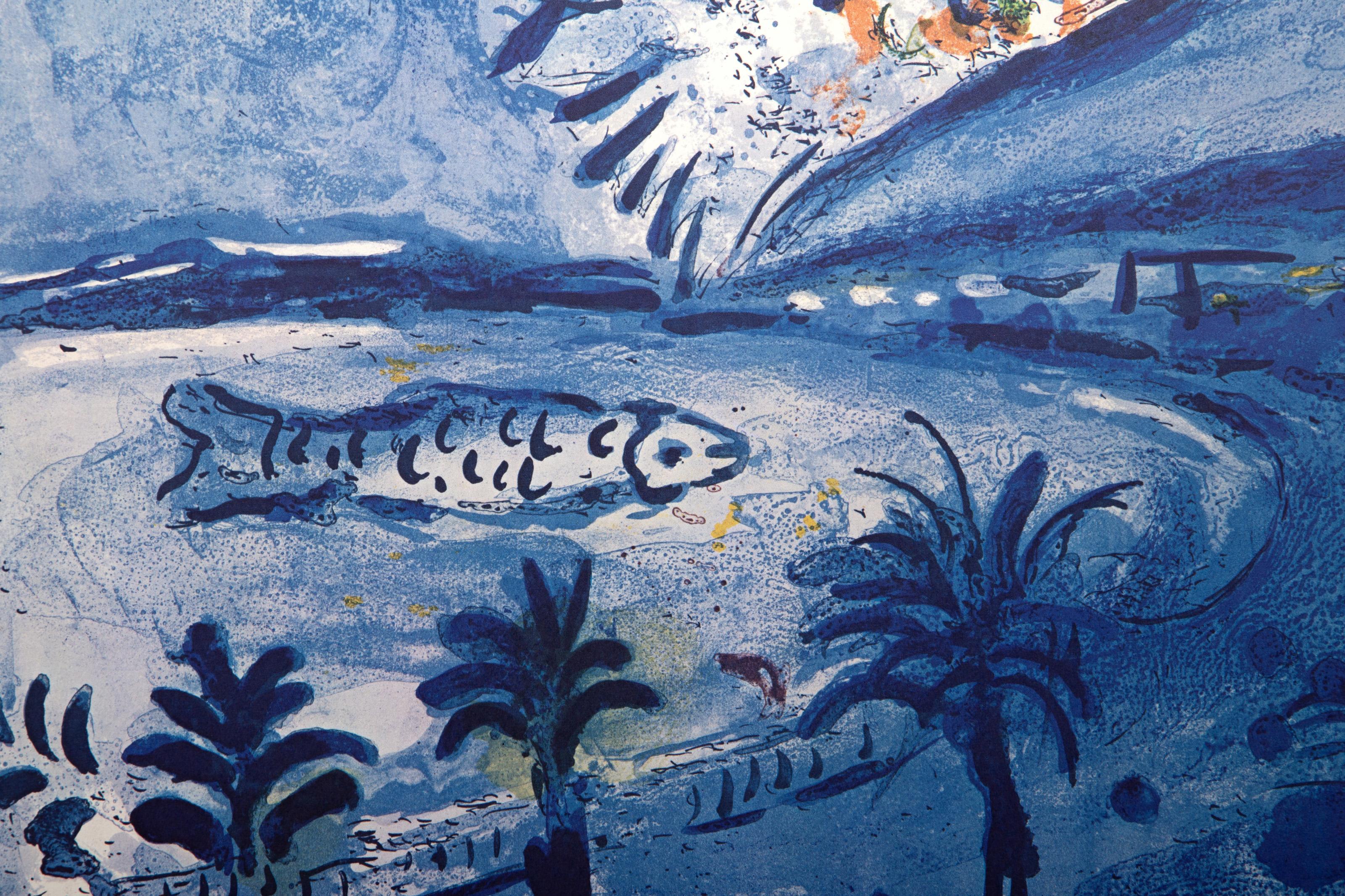 Nice Soleil Fleurs (La Baie des Anges), Modern Lithograph Poster by Marc Chagall For Sale 2
