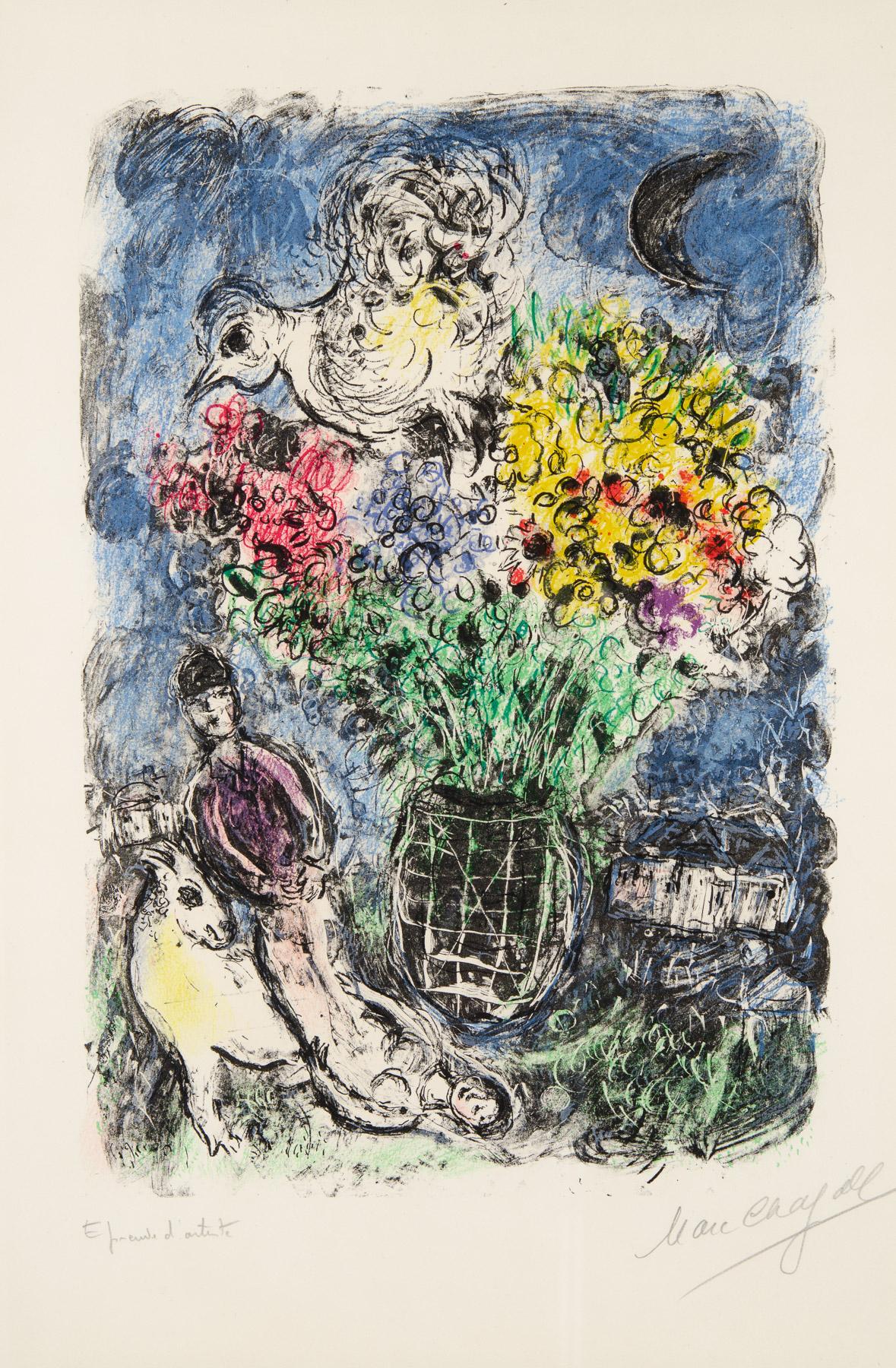 Night Bouquet - Print by Marc Chagall