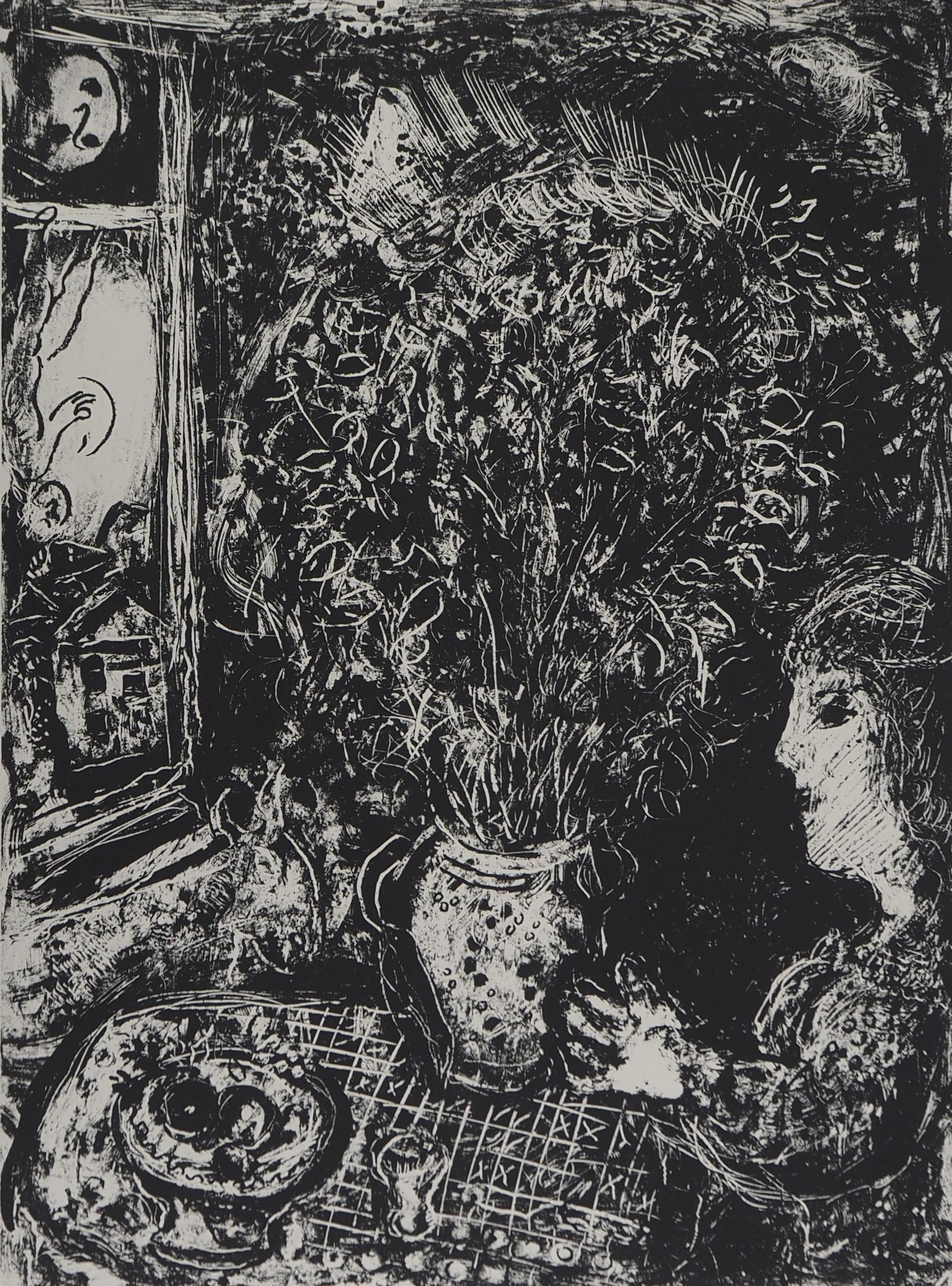 Night Bouquet - Original lithograph (Mourlot #693) - Print by Marc Chagall