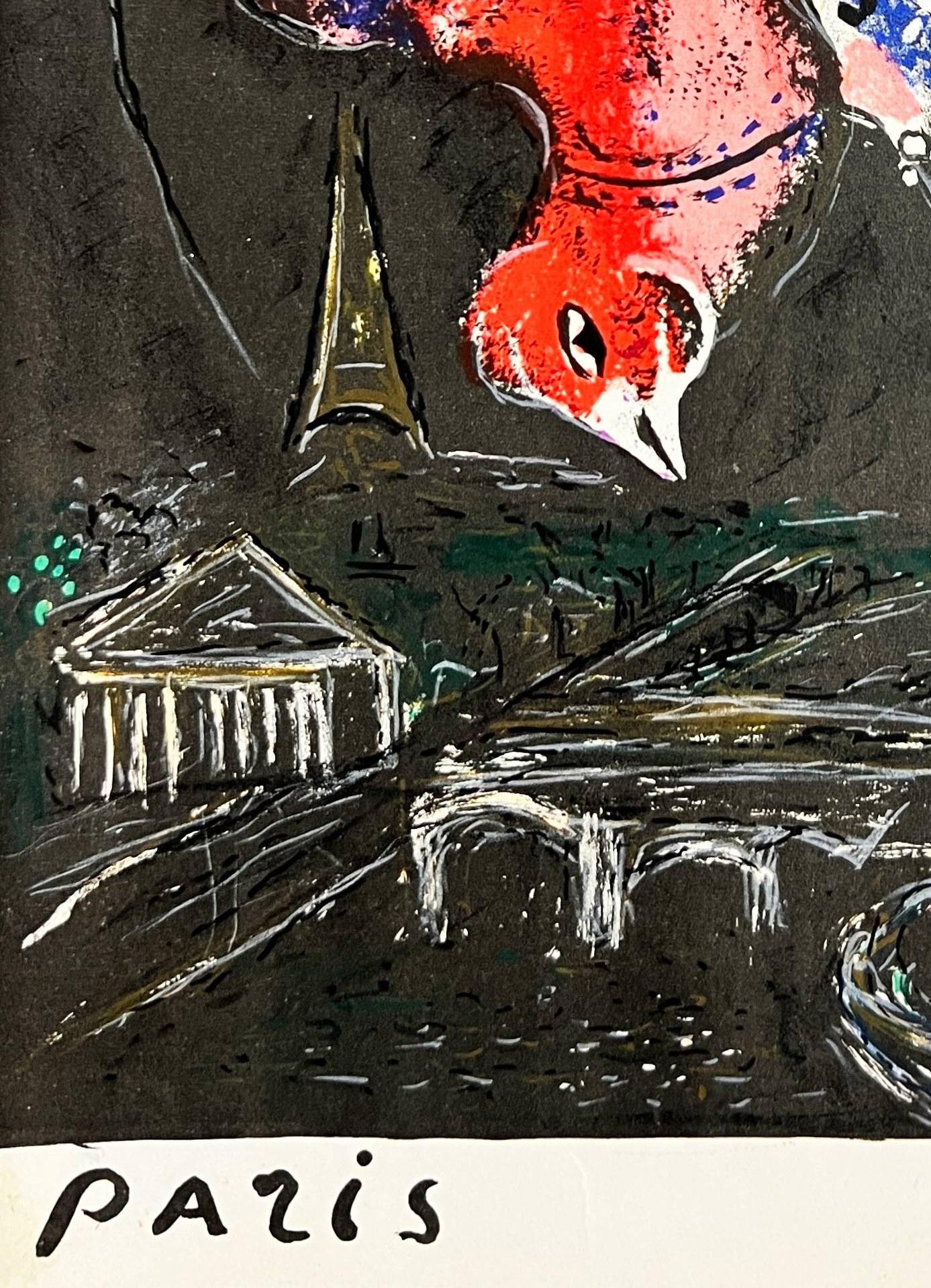 Night in Paris - Black Figurative Print by Marc Chagall