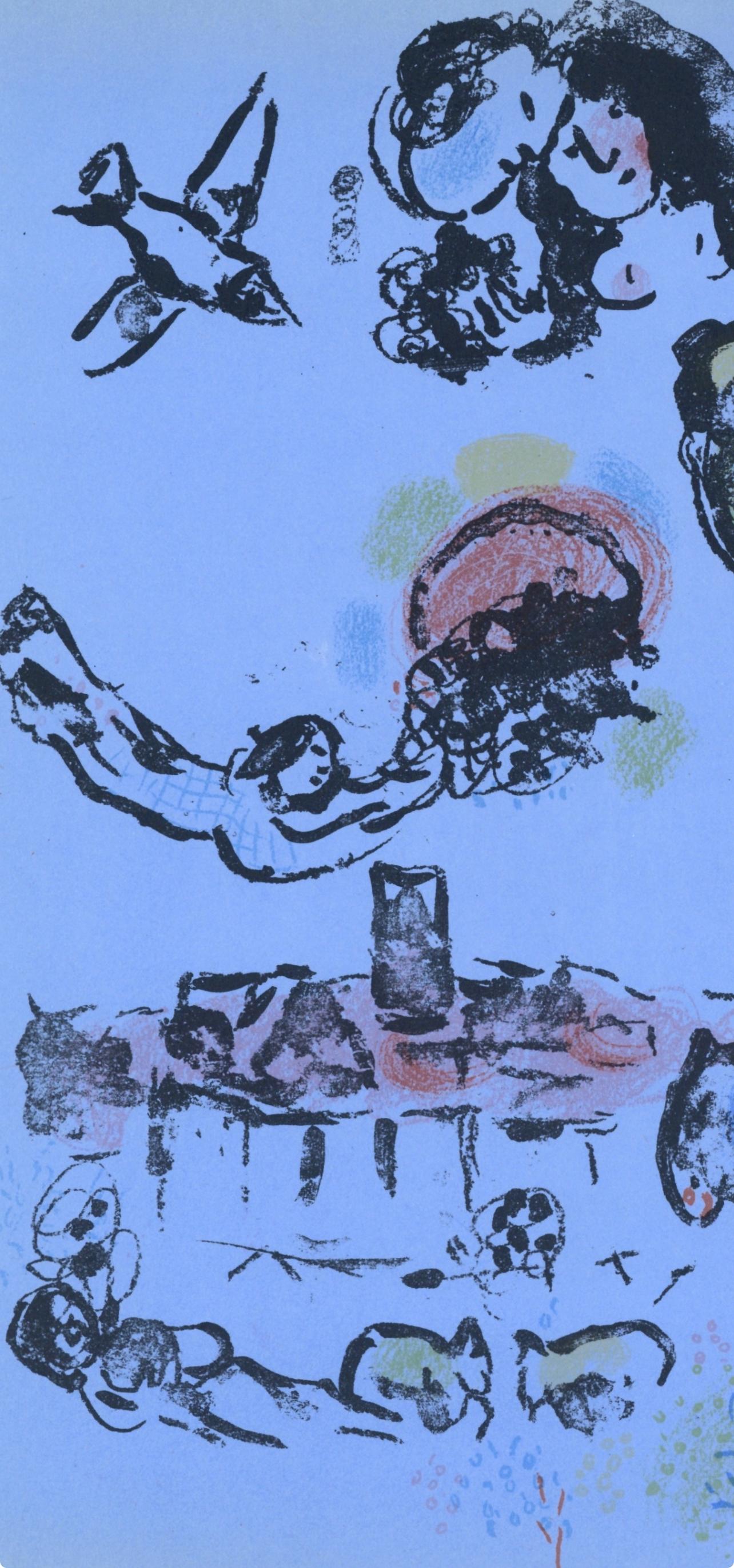 Nocturne à Vence (Cramer 56; Mourlot 400), Le litografie di Chagall - Figurative Print Blu di Marc Chagall