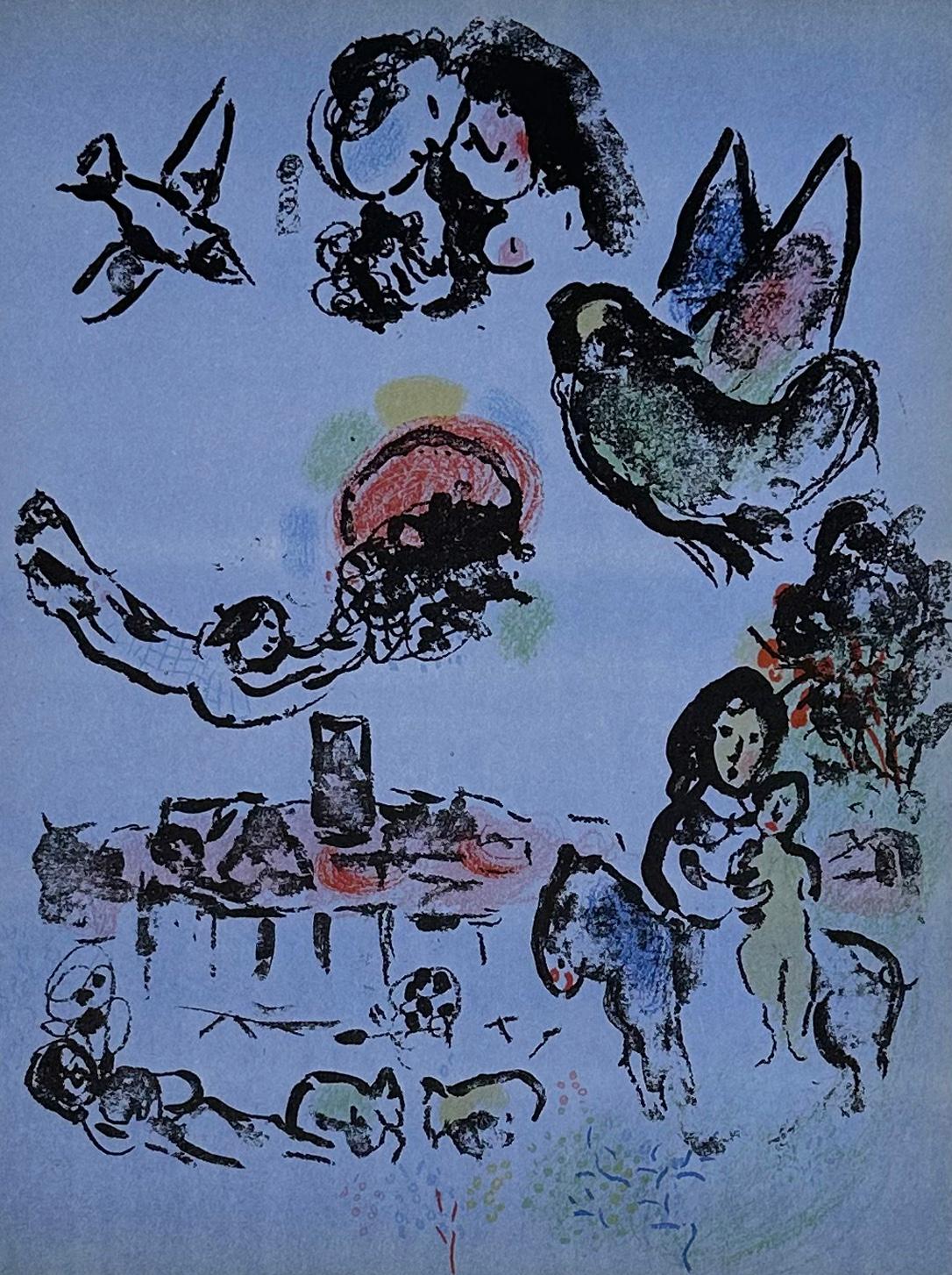 Marc Chagall Print - Nocturne at Vence, from 1963 Mourlot Lithographe II
