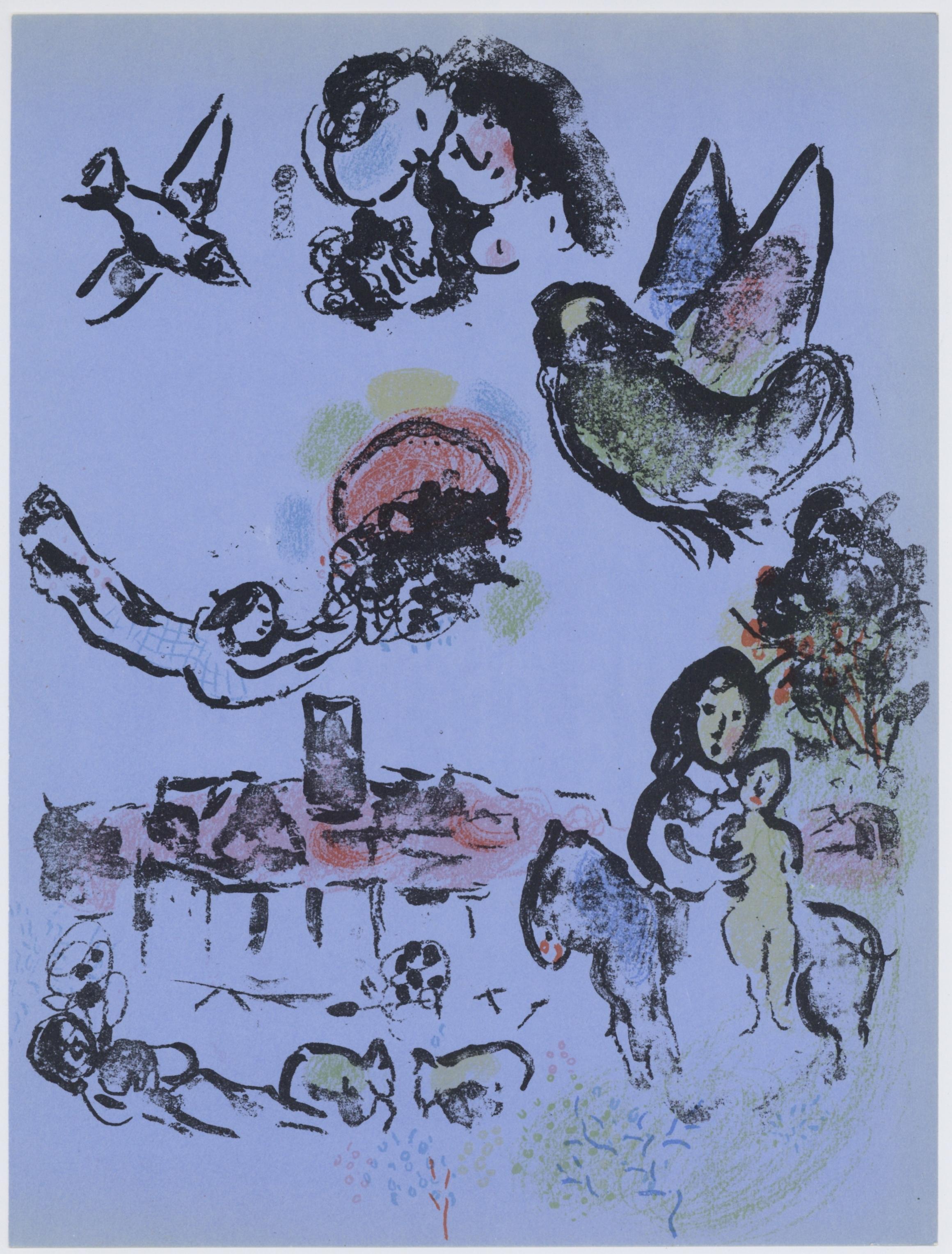 Marc Chagall Portrait Print - "Nocturne at Vence" original lithograph