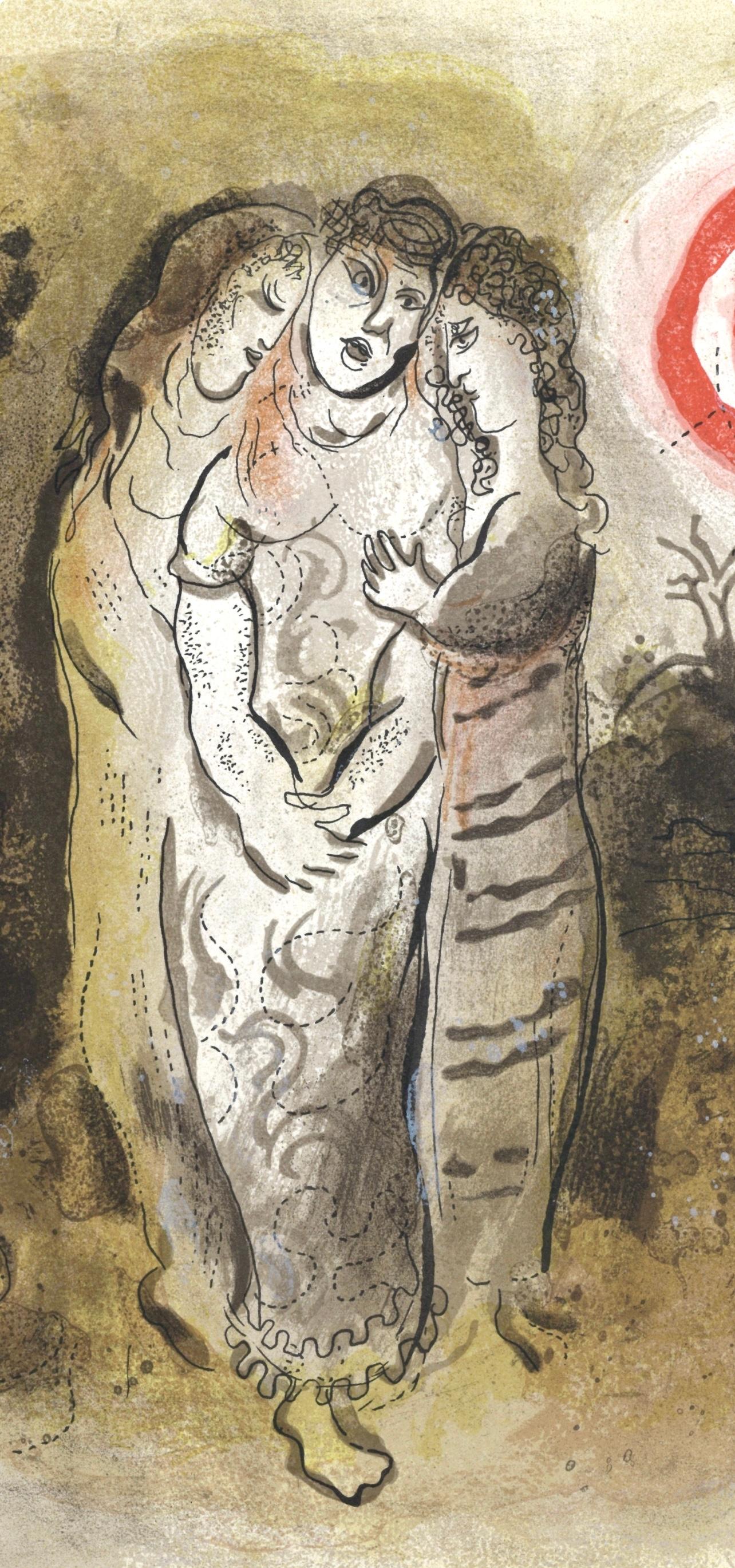 Noémie et ses Belles-Filles (Mourlot 230-77; Cramer 42), Dessins Pour La Bible - Print by Marc Chagall
