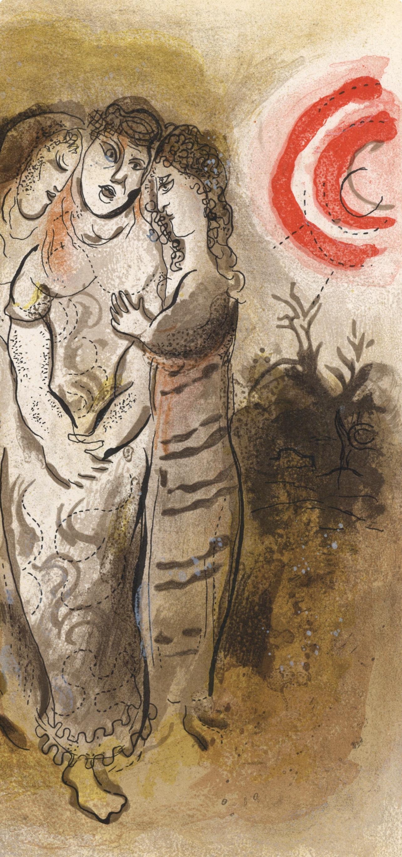 Noémie et ses Belles-Filles (Mourlot 230-77; Cramer 42) (Braun), Landscape Print, von Marc Chagall