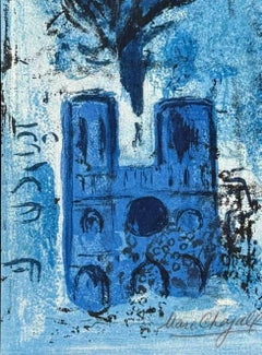 Notre Dame and the Eiffel Tower, Lithograph, Signed, 1960