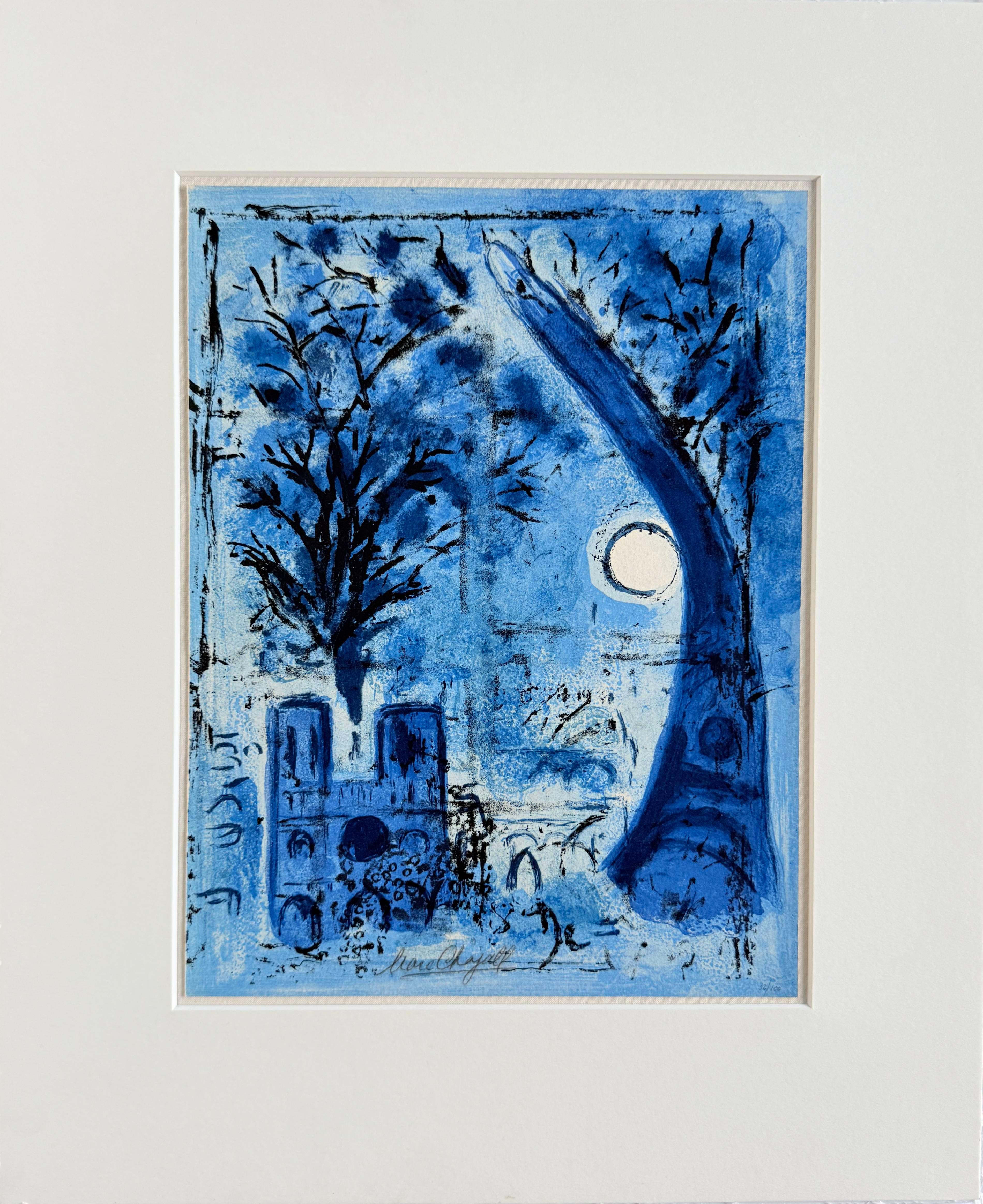 Marc Chagall (1887-1985) - Notre Dame et la tour Eiffel

Lithographie de 1960.

Édition : 32/100 sur papier Arches.

Dimensions de l'œuvre : 32 x 24,5 cm.

Signé à la main.

Éditeur : André Sauret, Monte Carlo.

Référence : Mourlot 295.

L'œuvre est