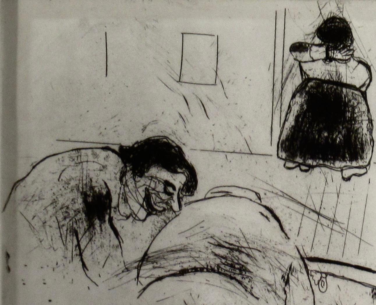 Notre Heros Tenait a Etre Pres - Gray Figurative Print by Marc Chagall