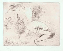 Nu à l'éventail - Etching by Marc Chagall - 1924