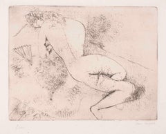 Nu à l'éventail - Etching by Marc Chagall - 1924