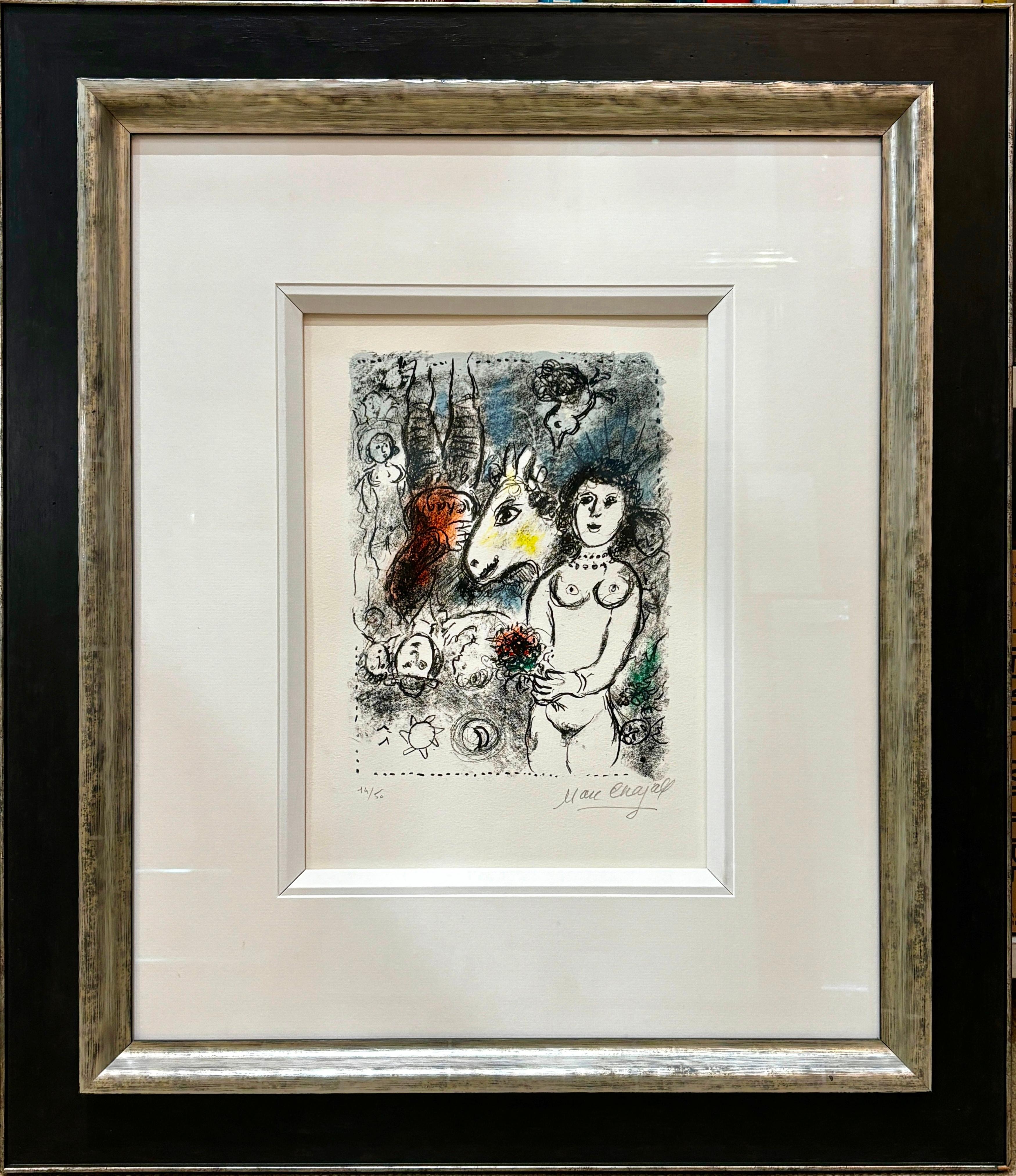 Nu au petit bouquet - Print di Marc Chagall