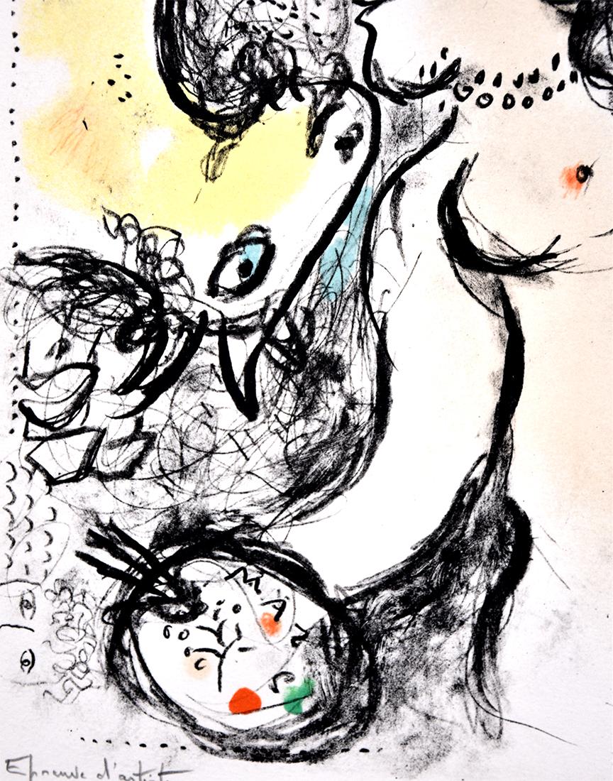 Nu au Visage double (Nude with Double Face) - Gray Figurative Print by Marc Chagall