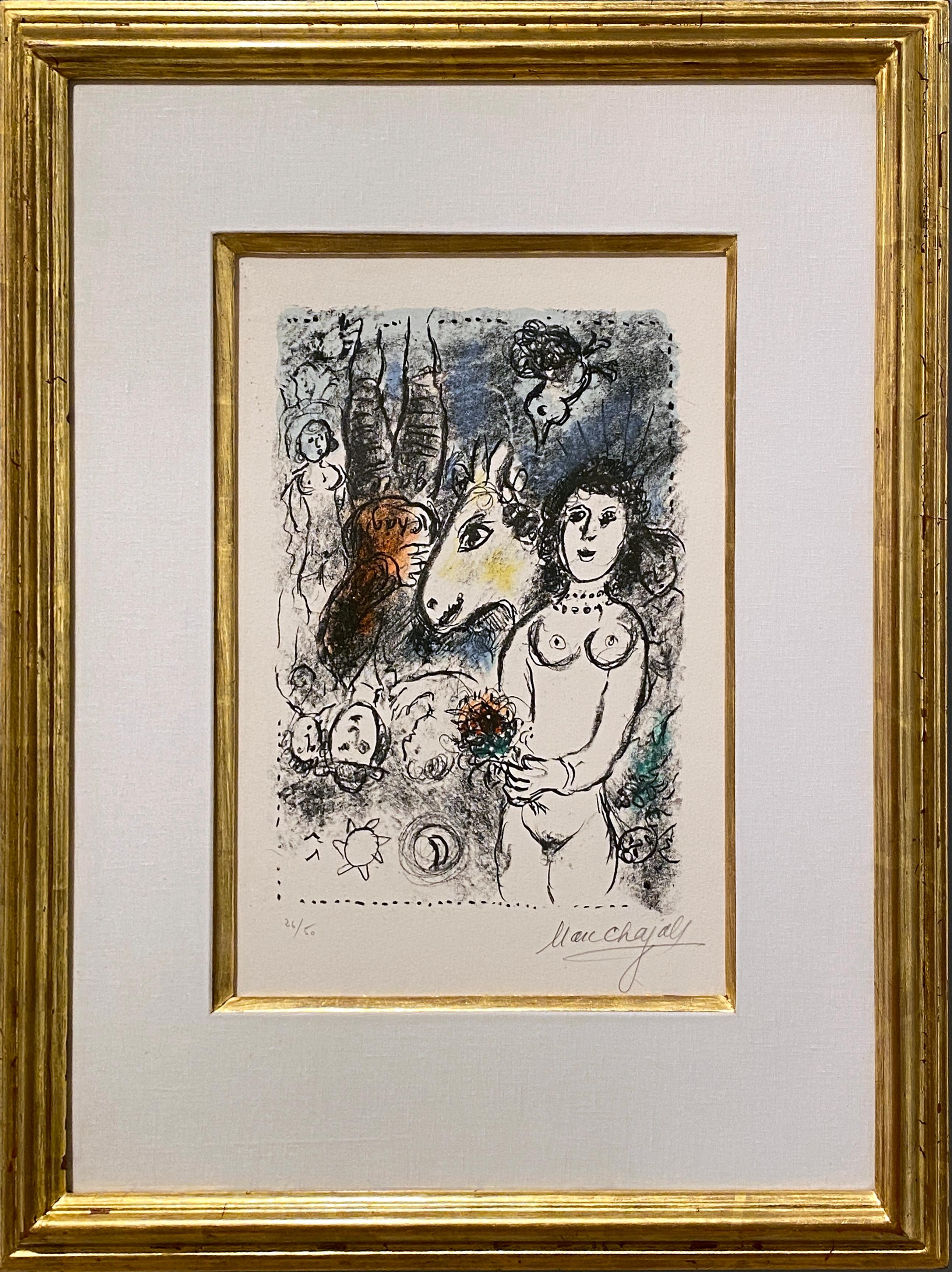 Nude with a Little Bouquet - Print by Marc Chagall