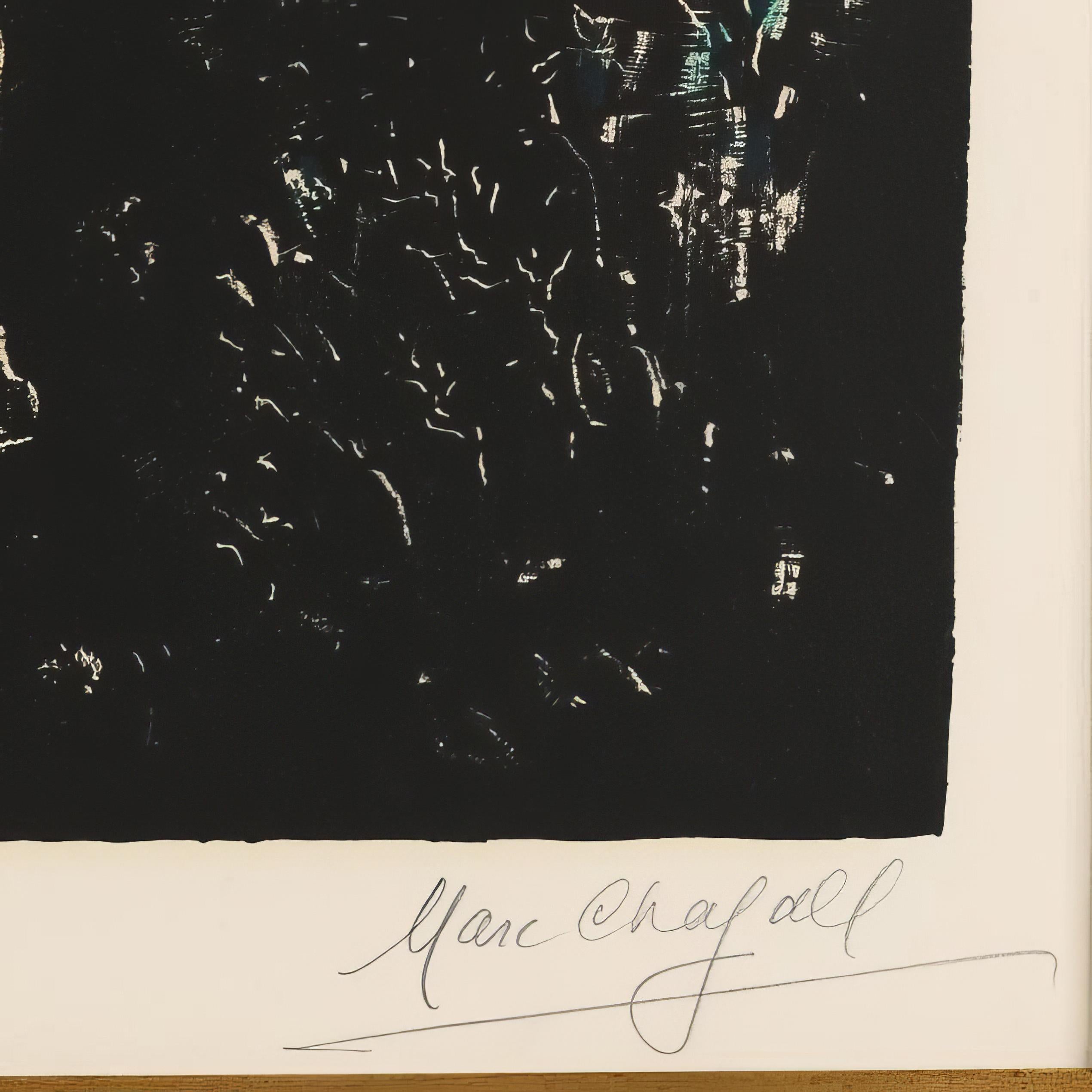 Nuit d'Ete - Artists Proof - Black Portrait Print by Marc Chagall