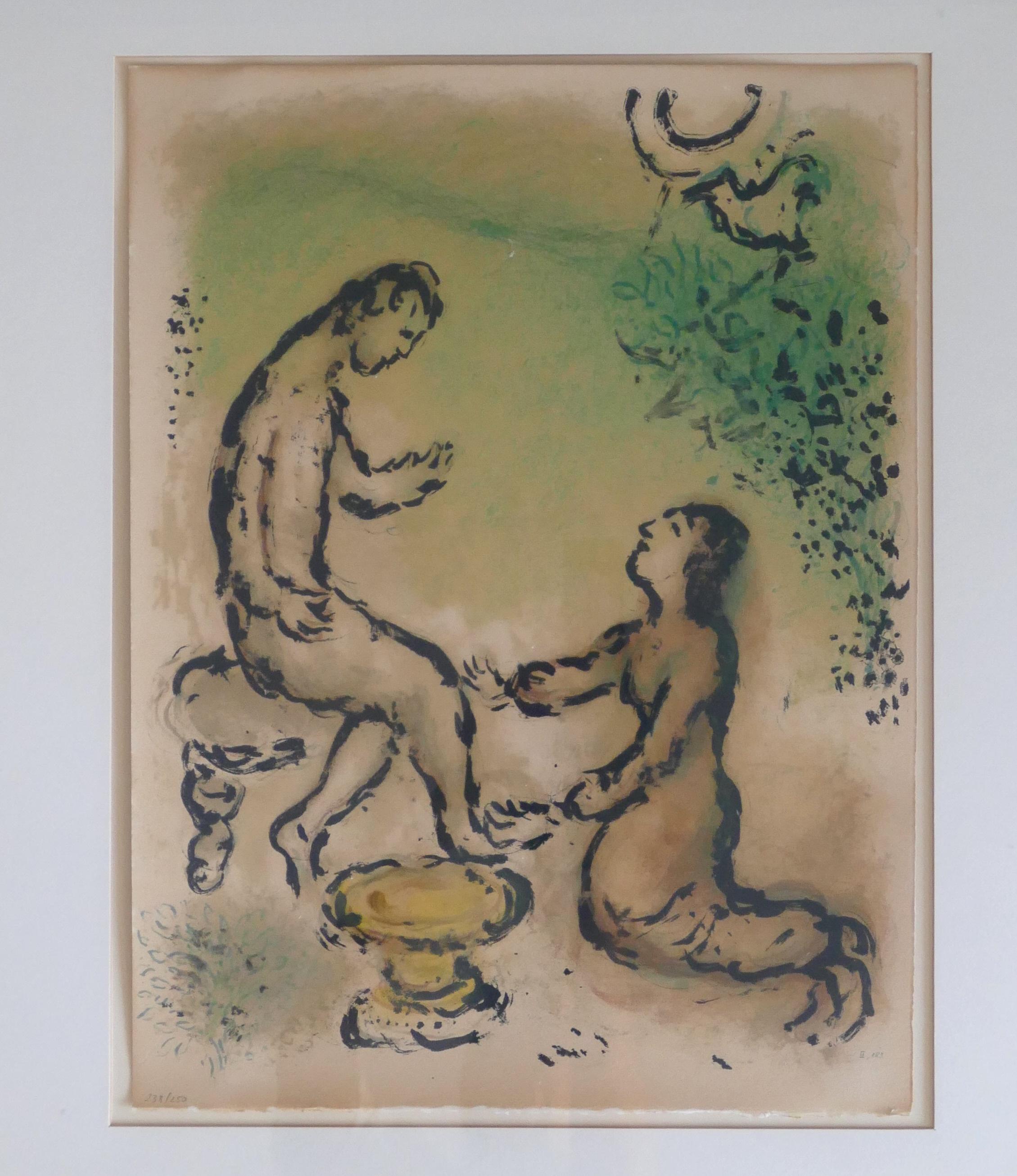 Original Lithograph realized by Marc Chagall as frontispiece of the "Odyssey".

The 2 volumes of the Odyssey were completed in 1974 (the first) and 1975 (the second) and they were richly illustrated by lithographic images realized by Chagall that