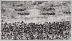 On the Earth, Crowd and Planes - Original etching (Cramer #103)