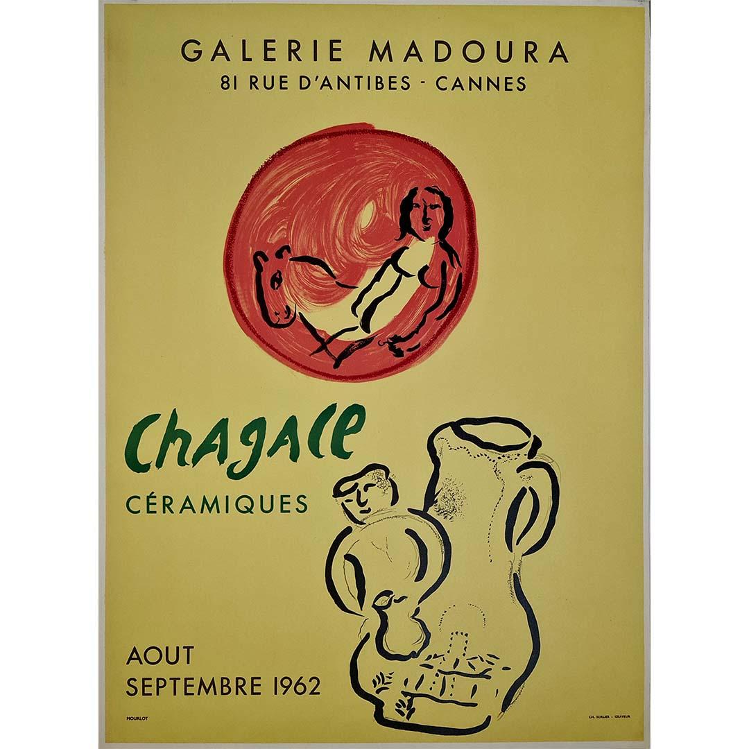 Original 1962 poster by Marc Chagall - Ceramic exhibition at Galerie Madoura