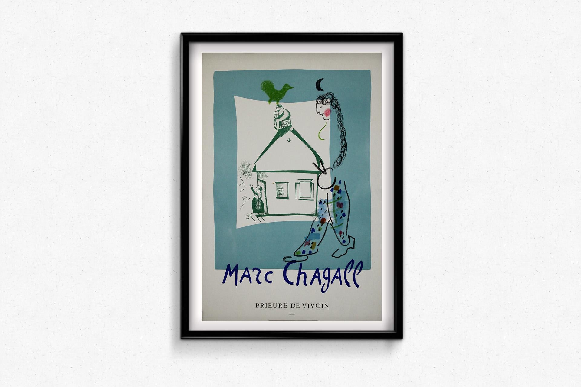 Original 1969 lithographic poster by Marc Chagall - Prieuré de Vivoin For Sale 1