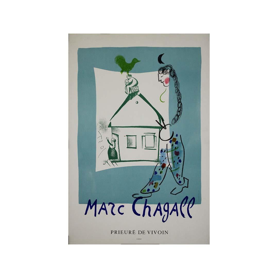 Original 1969 lithographic poster by Marc Chagall - Prieuré de Vivoin For Sale 3