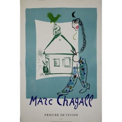Original 1969 lithographic poster by Marc Chagall - Prieuré de Vivoin