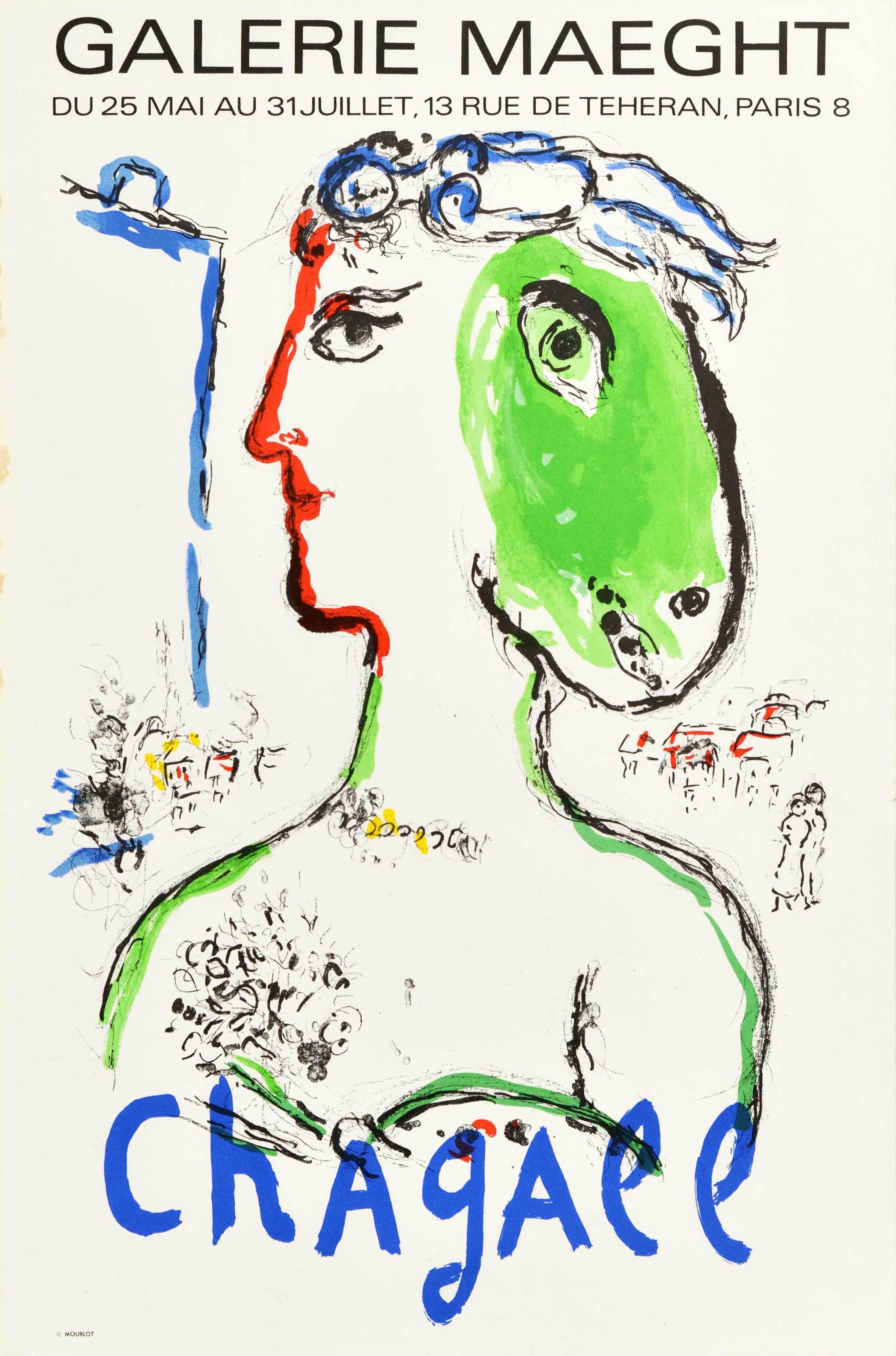 Marc Chagall Print – Original-Vintage-Ausstellungsplakat Chagall Galerie Maeght, „Künstler als Phoenix“