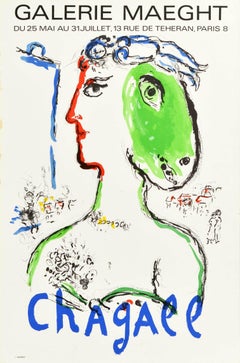 Original-Vintage-Ausstellungsplakat Chagall Galerie Maeght, „Künstler als Phoenix“
