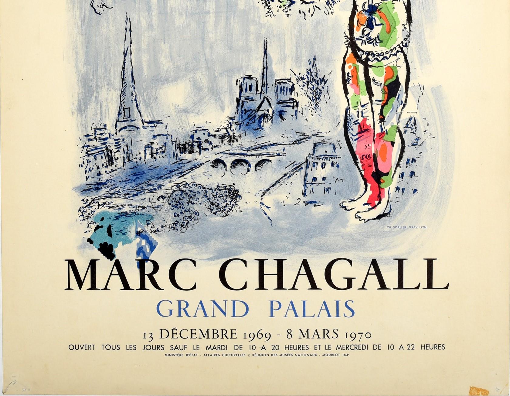 Affiche d'origine d'exposition vintage Marc Chagall Magician Of Paris Grand Palais 2