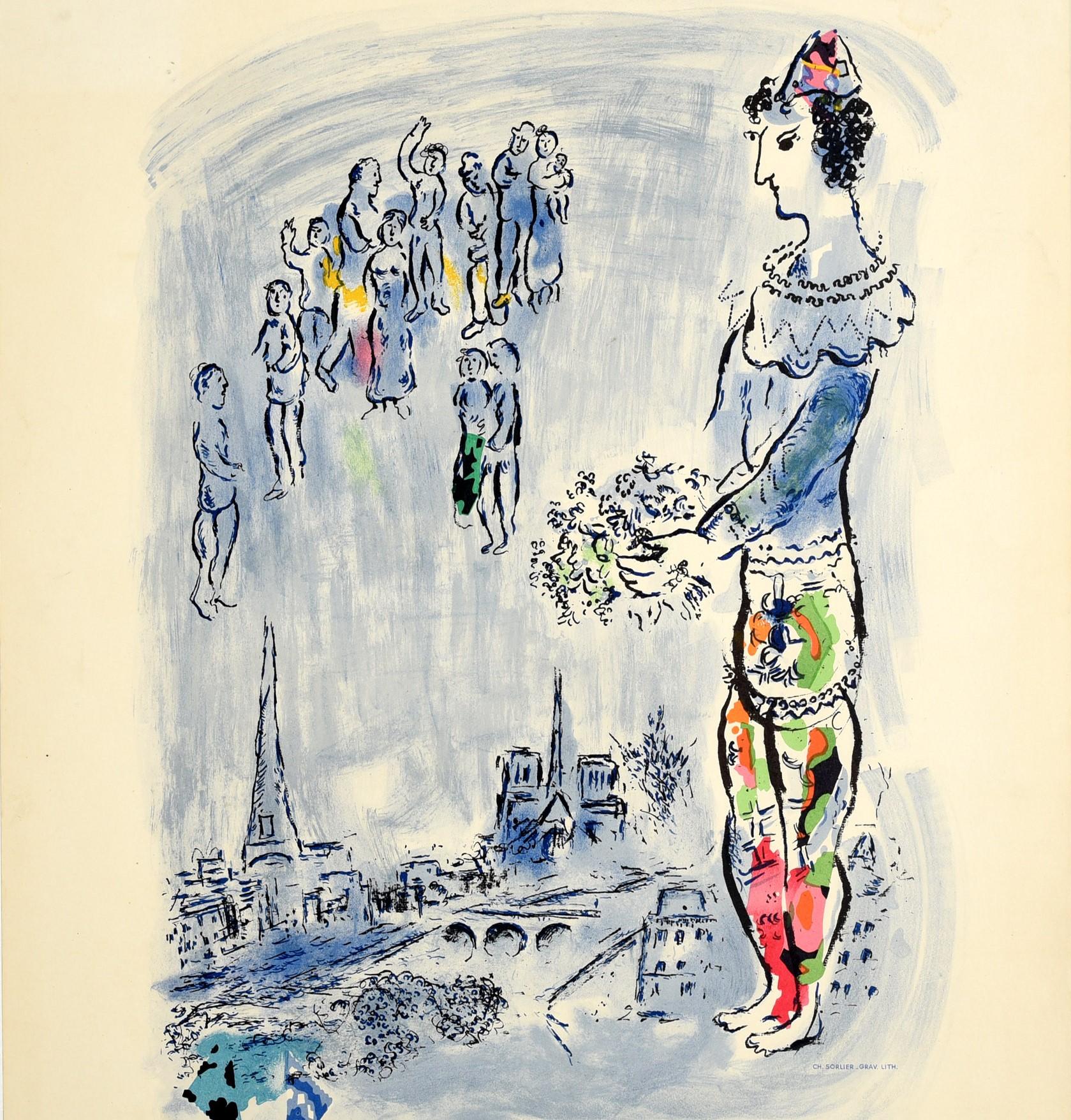 Affiche d'origine d'exposition vintage Marc Chagall Magician Of Paris Grand Palais 3