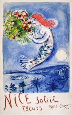Original-Vintage-Plakat von Marc Chagall für „Nice Soleil Fleurs“, Frankreich, 1962