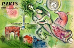 Poster di viaggio originale d'epoca Paris Opera Le Plafond De Chagall Romeo e Giulietta