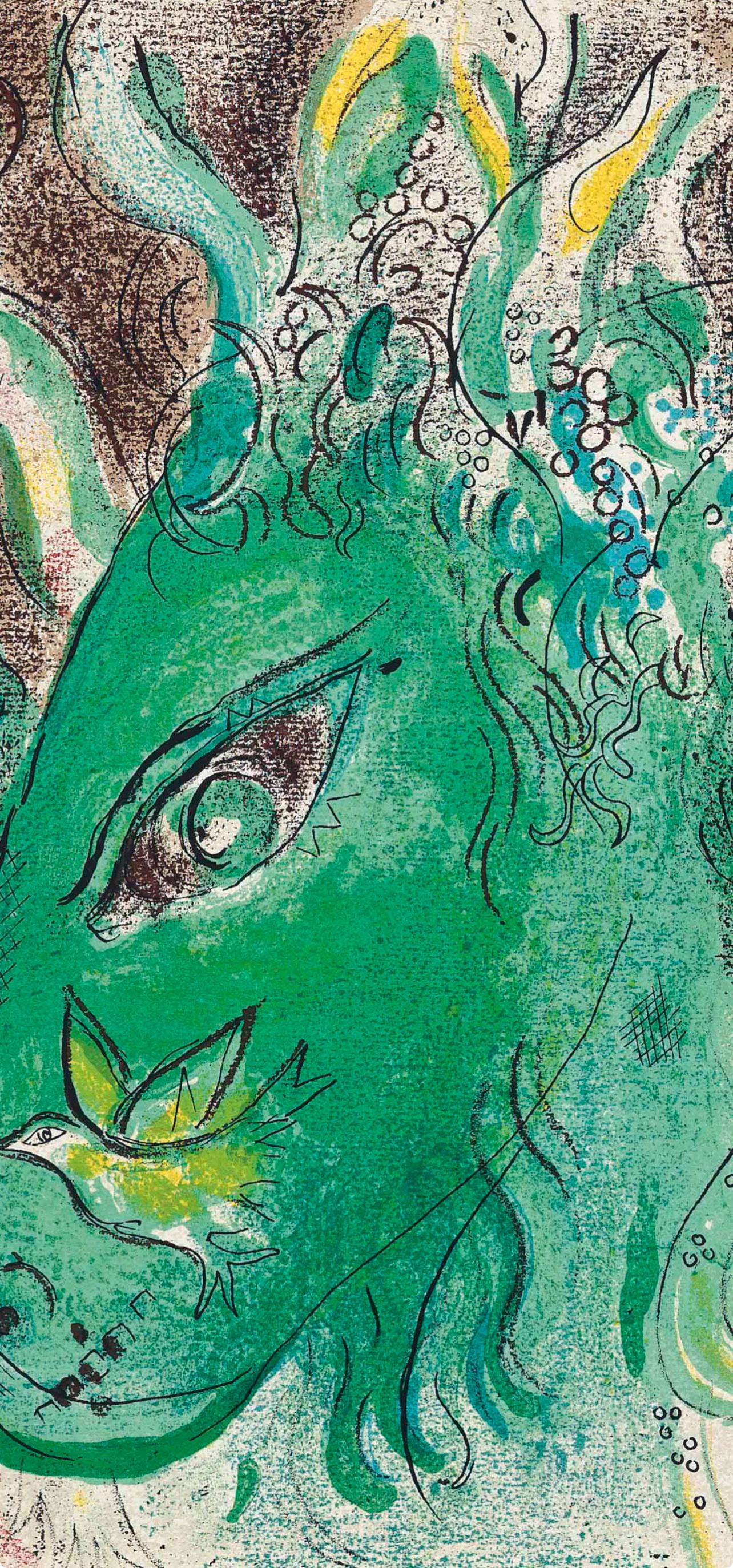 Paradis II (Mourlot 230-77; Cramer 42) - Blue Landscape Print by Marc Chagall