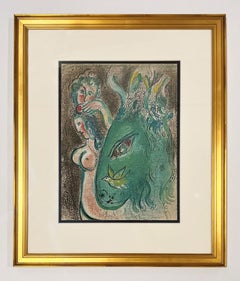 Marc Chagall Lithograph, Surrealist, 1960, Unsigned, Framed, Paradise