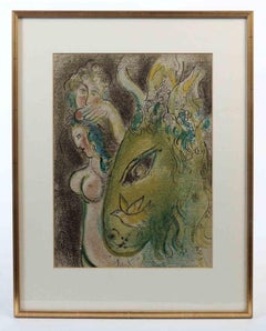 Paradise with a Green Donkey - Original Lithograph by Marc Chagall - 1960