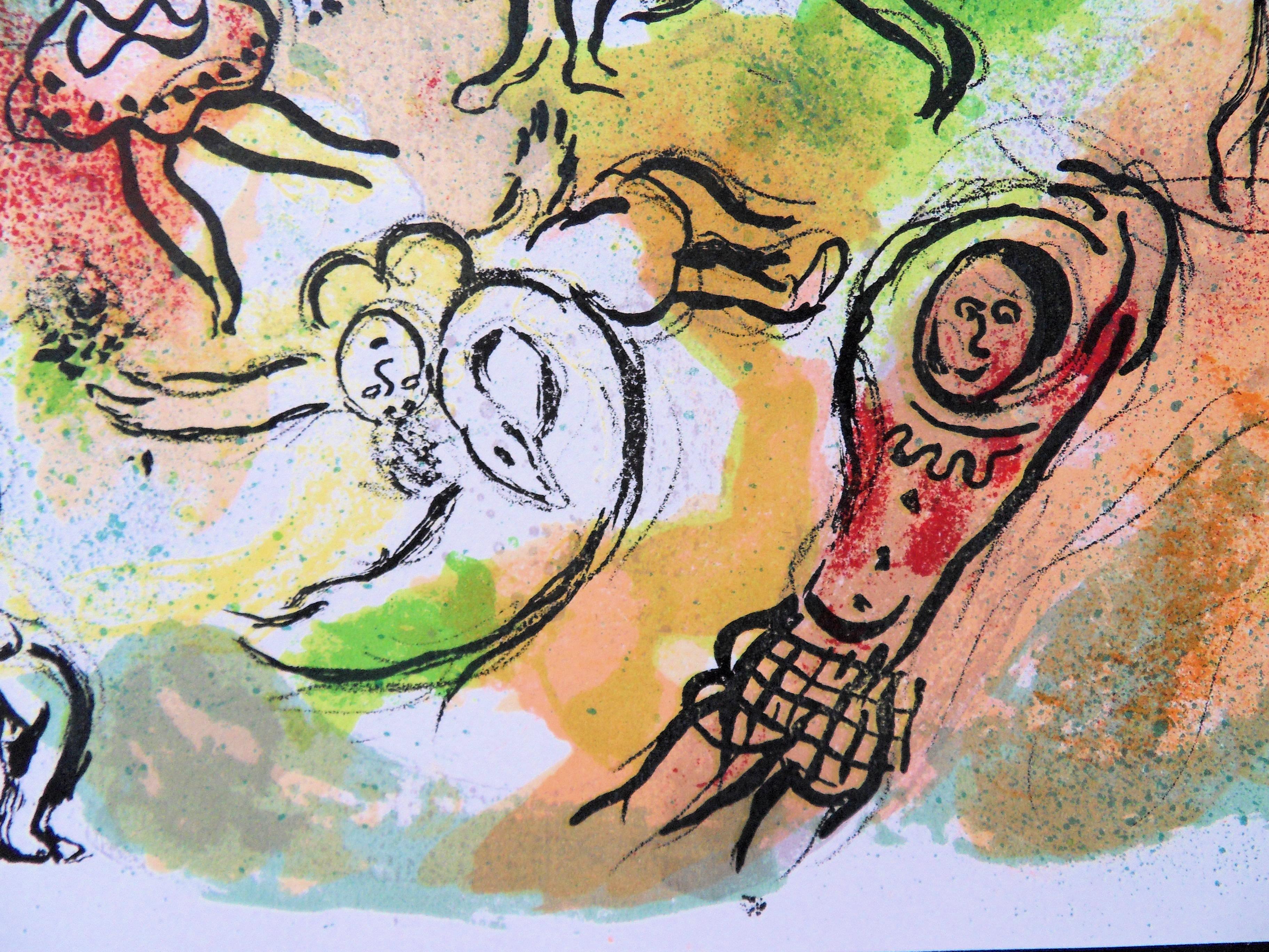 Parigi: soffitto dell'Opera Garnier - litografia originale, Mourlot Paris 1962 - Print Moderno di Marc Chagall