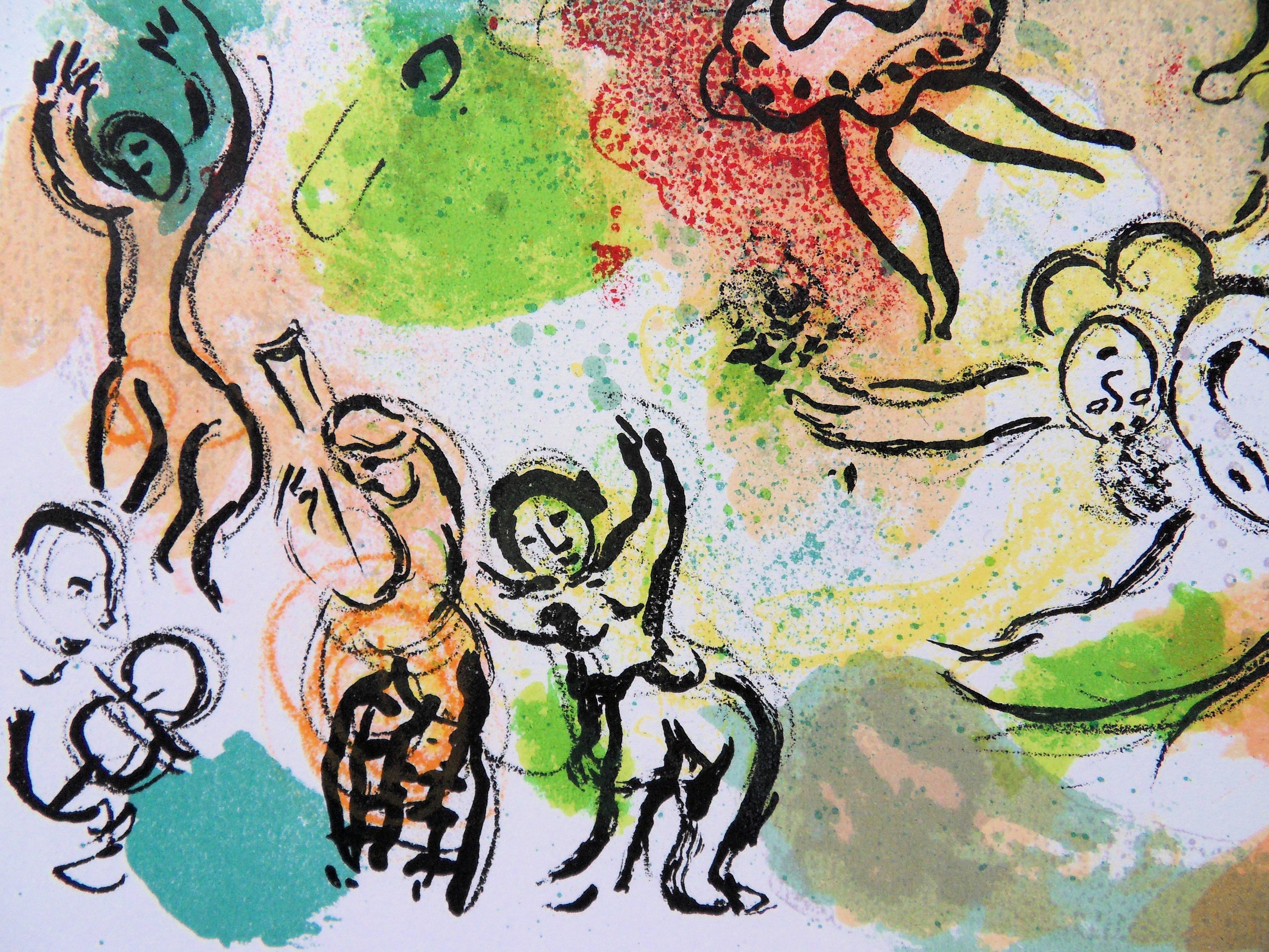 Parigi: soffitto dell'Opera Garnier - litografia originale, Mourlot Paris 1962 - Figurative Print Beige di Marc Chagall