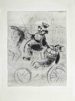 Pavel Ivanovitch est Ramené à L'Auberge-Original Etching by Marc Chagall-1927