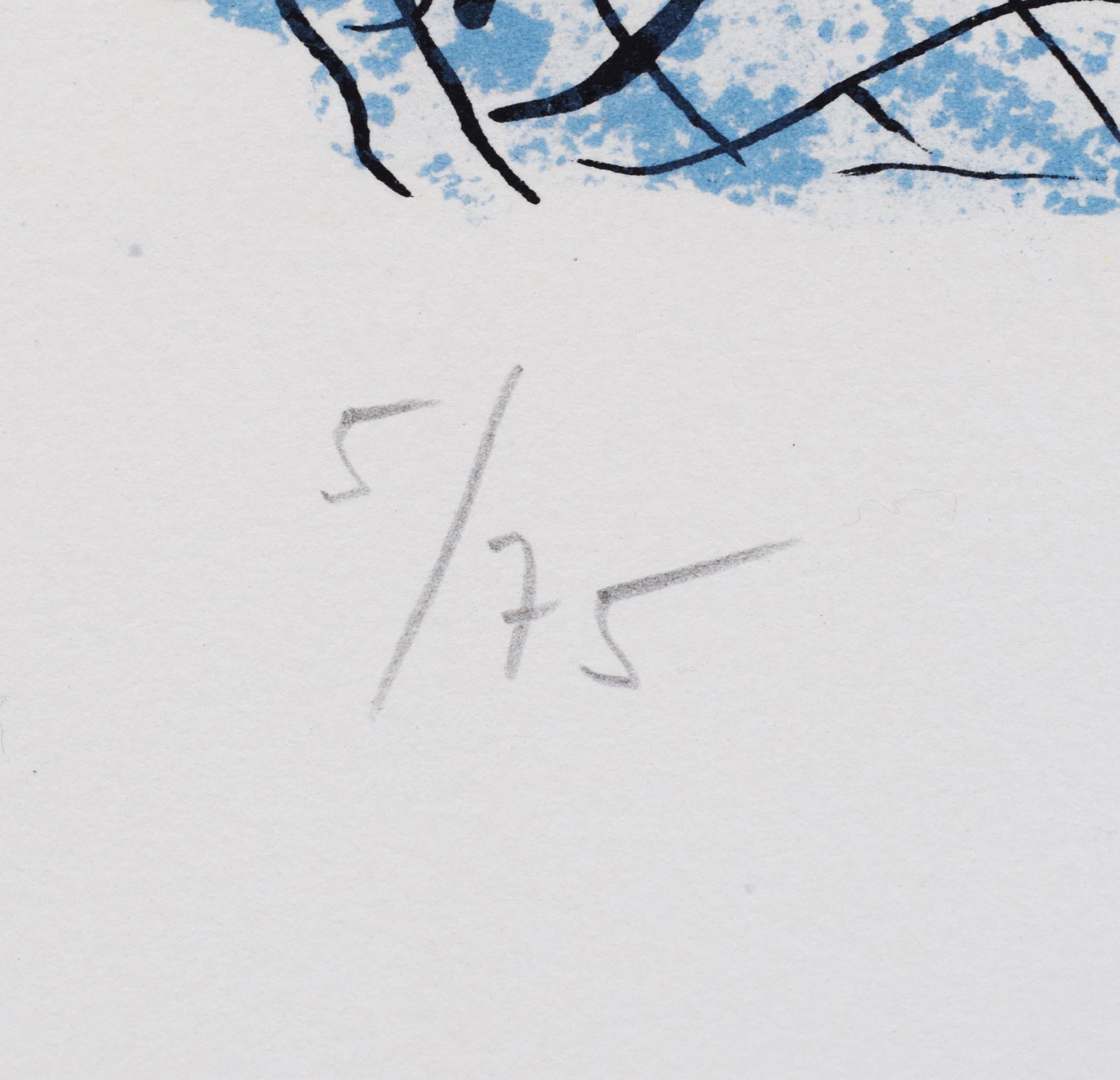 Diese originale Farblithografie ist vom Künstler am unteren rechten Rand mit Bleistift signiert: 