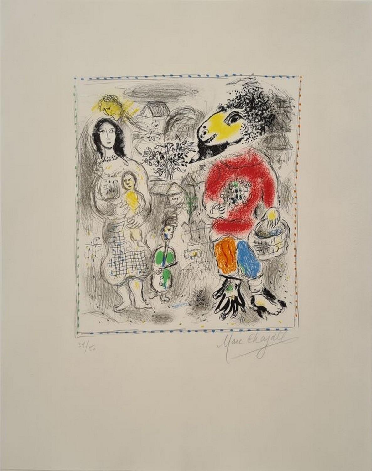 Marc Chagall Abstract Print - Petits paysans II 
