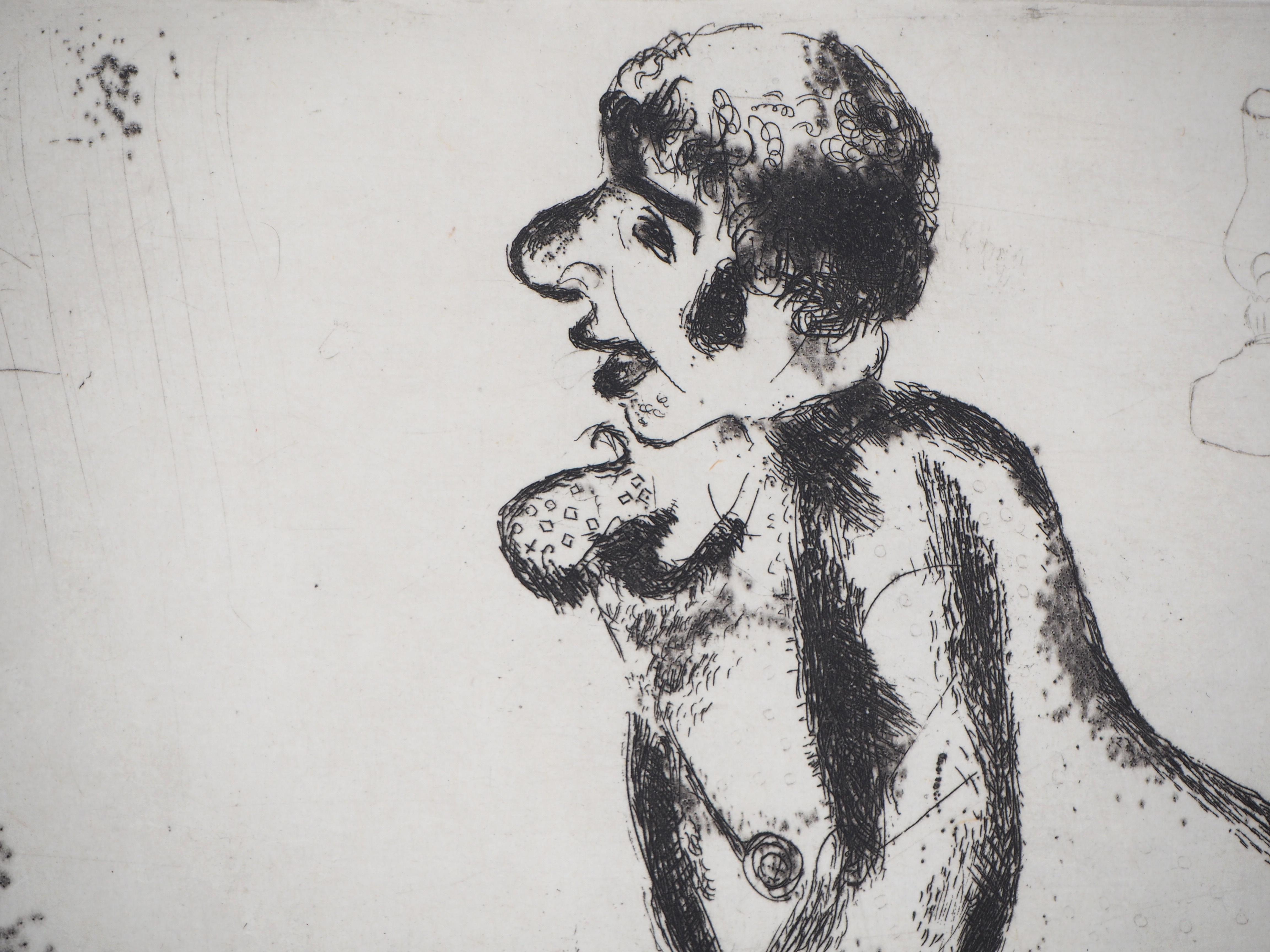 Pétrouchka - Original Etching - Gray Figurative Print by Marc Chagall