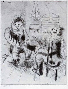 Petrouchka retires les bottes - Original Etching by Marc Chagall - 1923/27