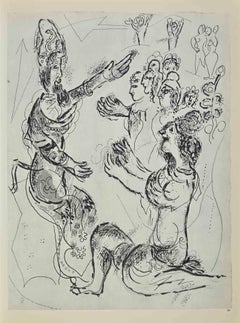 Pharoah and the Hebrew Midwives- Lithograph by Marc Chagall - 1960