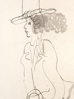 Pierrot avec Parapluie, aguafuerte surrealista de Marc Chagall