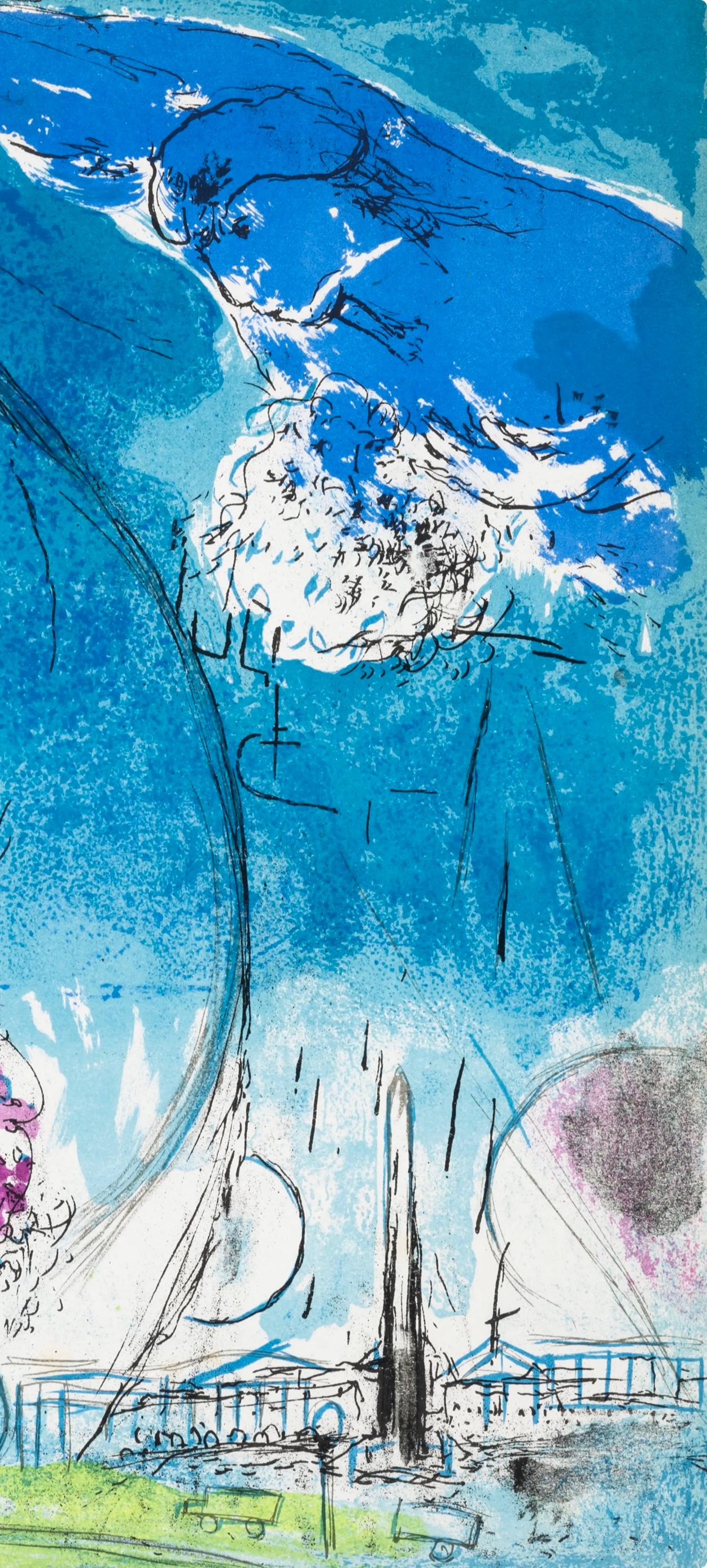 Place de la Concorde (Cramer 23; Mourlot 83), Verve: Revue Artistique - Figurative Print Blu di Marc Chagall