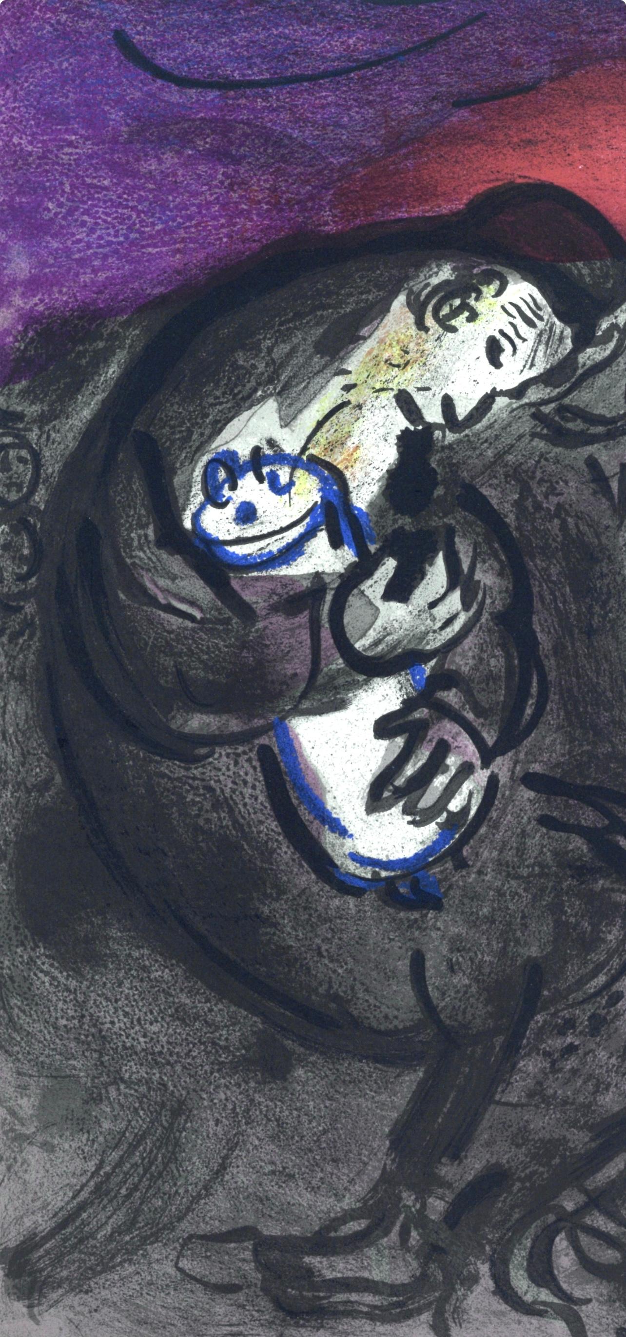 Pleurs de Jérémie (Mourlot 117-46; Cramer 25), Dessins Pour La Bible - Black Figurative Print by Marc Chagall
